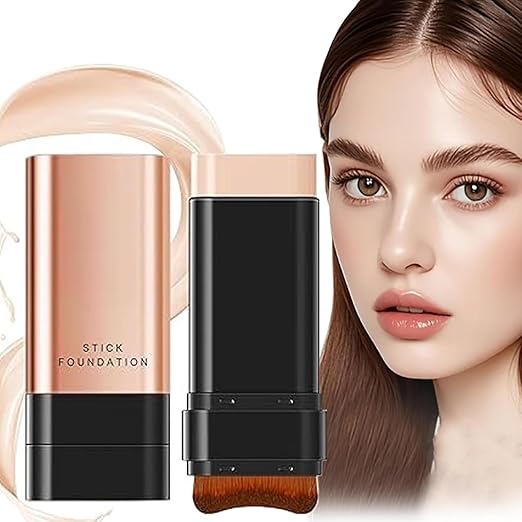 2‑in‑1 Korean Anti‑Wrinkle Foundation Stick with Brush – Waterproof, Long‑Lasting, Flawless, Trace‑Less Face Makeup