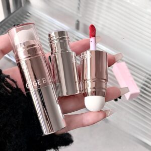 2 in 1 Lip Gloss And Blush Stick | Moisturizing & Long-Lasting Lip Care | Portable & Dual-Ended Applicator | For Soft Pink Cheeks & Glossy Lips | Trendy Korean Style Makeup Look | Non-Sticky & Lightweight | Blendable Glossy Nude Shades | For Girls And Women