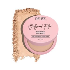 RENEE Bollywood Filter Blurring Compact- Maple Drape | Matte Finish, Full Coverage | Blurs Pores & Blemishes | 9 g