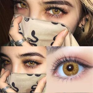 Diamond Eye Contact lens Hazel color eye contact lens with case and solution zero power for girls women