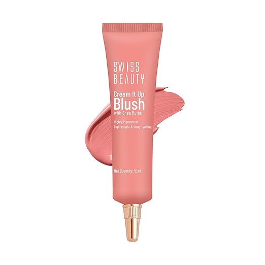 Swiss Beauty Cream It Up Blush | Highly pigmented | Super-blendable | Long-lasting | Enriched with Shea Butter | Multipurpose | Shade-03 Cheeky Peach, 10ml