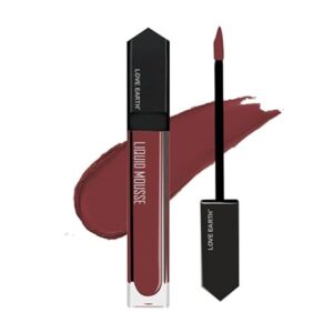 Love Earth Liquid Mousse Lipstick - Irish Coffee Matte Finish | Lightweight, Non-Sticky, Non-Drying,Transferproof, Waterproof | Lasts Up To 12 Hours With Vitamin E And Jojoba Oil - 6Ml