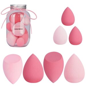 SUAKE 7in1 Professional Beauty Blender Set for Face Makeup | Makeup Sponges Set is suitable with Liquid & Creams | Sponge makeup is for all Skin Types & it is Soft Latex-Free Reusable & washable (Multicolor 4 Big + 3 Mini=7 Pcs)