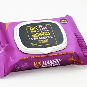 MO'S CODE Make up Remover Wipes – 25 Wet Wipes, Waterproof Makeup Remover Wet Face Wipes, Soft on Skin, Face Cleansing Enriched with Aloe Vera & Jojoba Oil with Alcohol, Paraben & Cruelty Free Formula