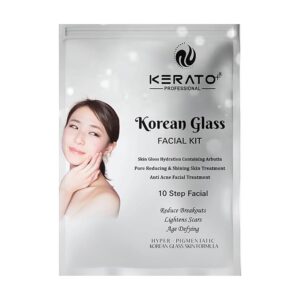 KERATOPLUS Korean Glass Skin Facial Kit – 10-Step Rejuvenating Treatment | Hydration with Arbutin | Reduces Pores, Fights Acne, Lightens Scars | Age-Defying Formula for Dry & Sensitive Skin