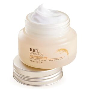 The Face Shop Rice & Ceramide Moisturizing Cream with Rice Extracts for Skin Brightening | Ceramide Moisturizer For Skin Barrier Repair | Paraben & Paraffins Free, Korean skin care products, 50ml