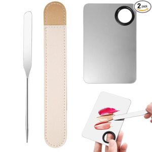 NOG Korean Spatula Makeup Palette with Foundation Spatula, Makeup Mixing Palette, Stainless Steel Picasso Makeup Spatula Cosmetic Makeup Palette Foundation Palette Mixing Tray Makeup Mixer,2 Count